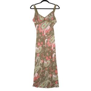 Uncivilized Forever Your Style Y2K Paisely Midi Dress Women M Green Fairy Grunge